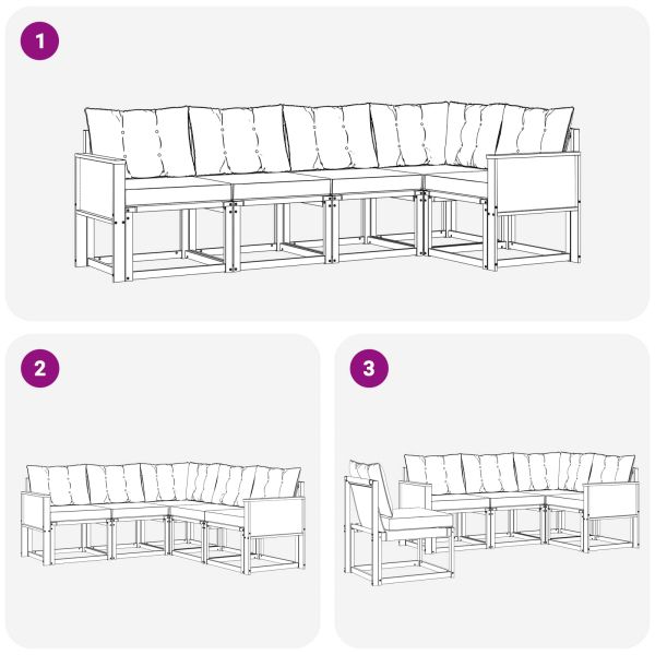 Комплект дивани за открито 5 pcs Натурален и Бежов