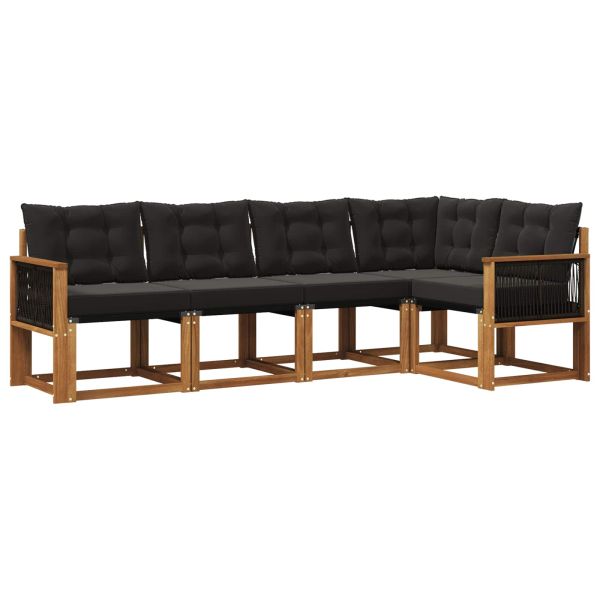 Комплект дивани за открито 5 pcs Естествено и черно