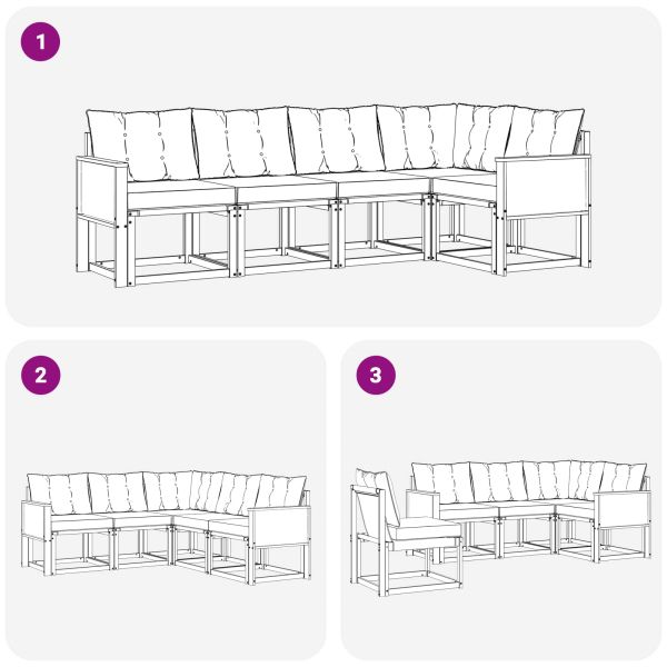 Комплект дивани за открито 5 pcs Естествено и черно