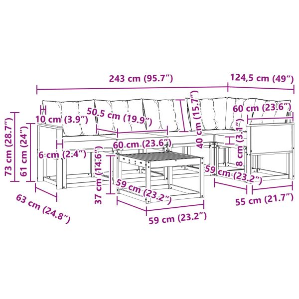Комплект дивани за открито 6 pcs Натурален и Бежов