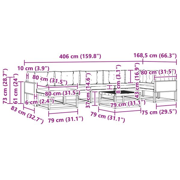 Комплект дивани за открито 8 pcs Натурален и Антрацит