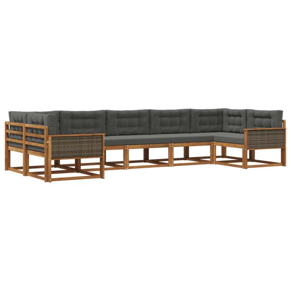 Комплект дивани за открито 7 pcs Натурален и Антрацит