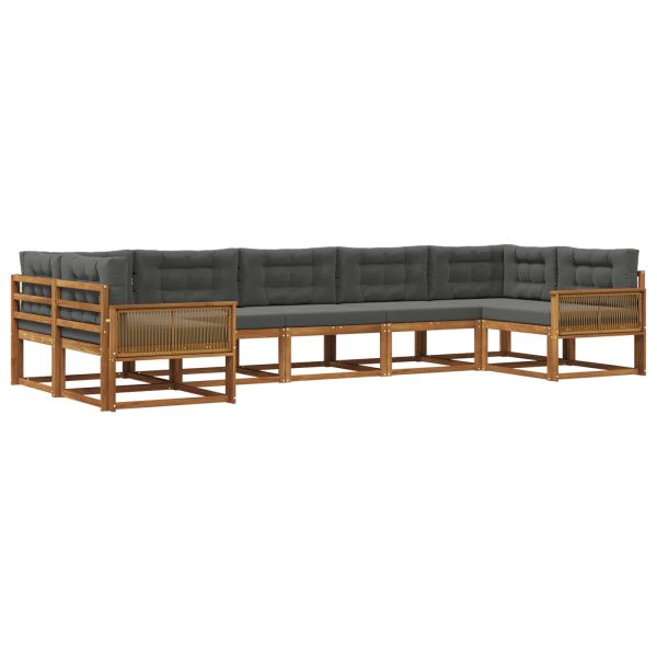 Комплект дивани за открито 7 pcs Натурален и Антрацит