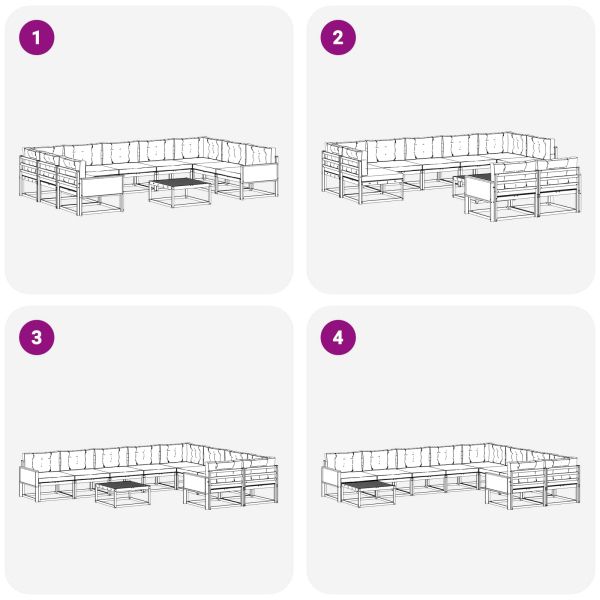 Комплект дивани за открито 10 pcs Натурален и Бежов