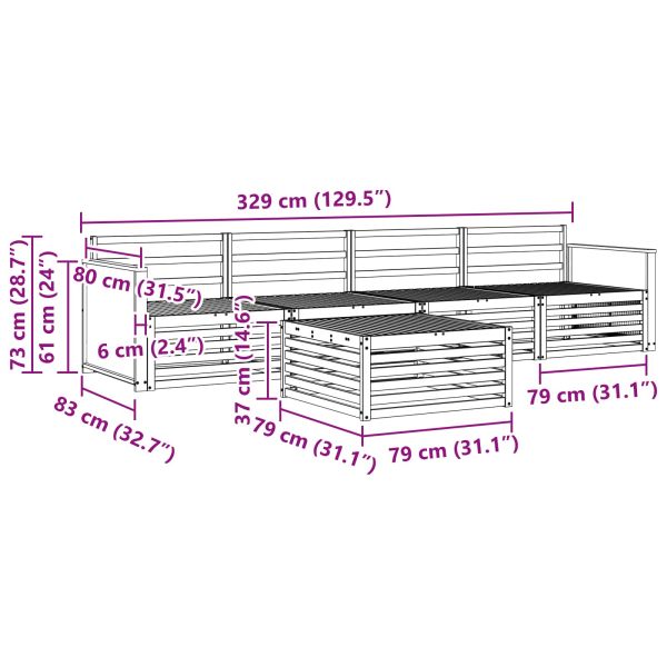 Комплект дивани за открито 5 pcs Натурално