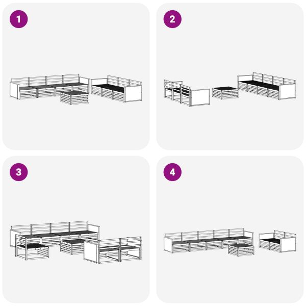 Комплект дивани за открито 8 pcs Натурално