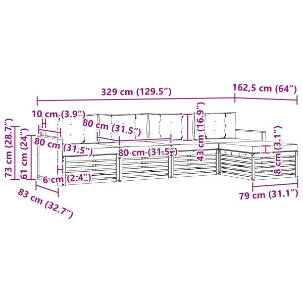 Комплект дивани за открито 5 pcs Натурален и Антрацит