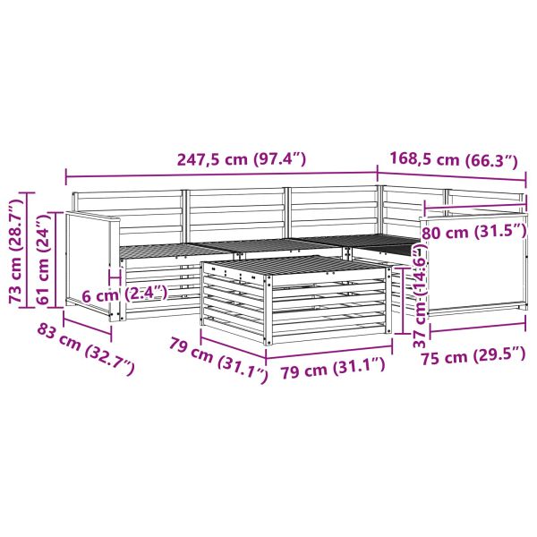 Комплект дивани за открито 5 pcs Натурално