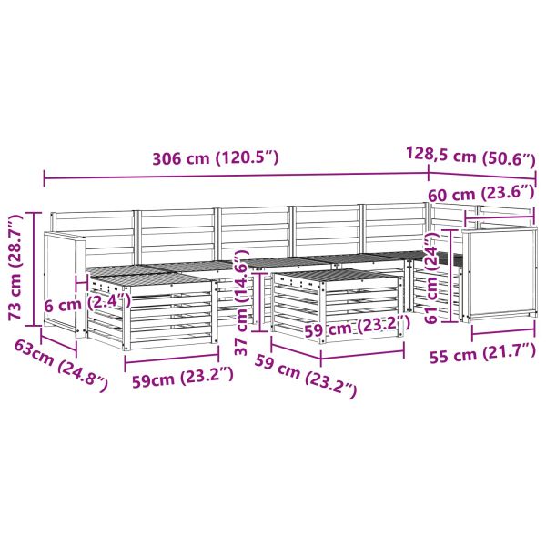Комплект дивани за открито 7 pcs Натурално