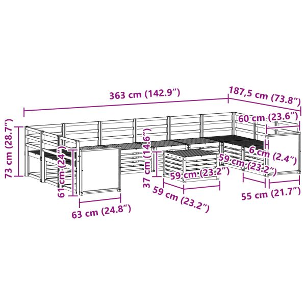 Комплект дивани за открито 8 pcs Натурално