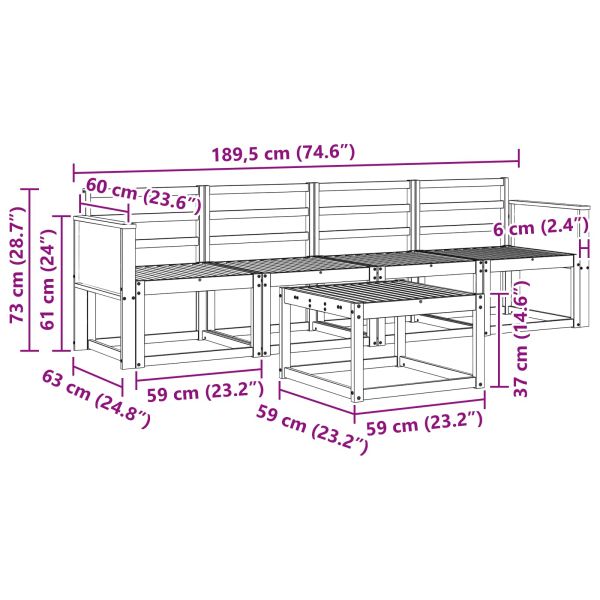 Комплект дивани за открито 4 pcs Натурално