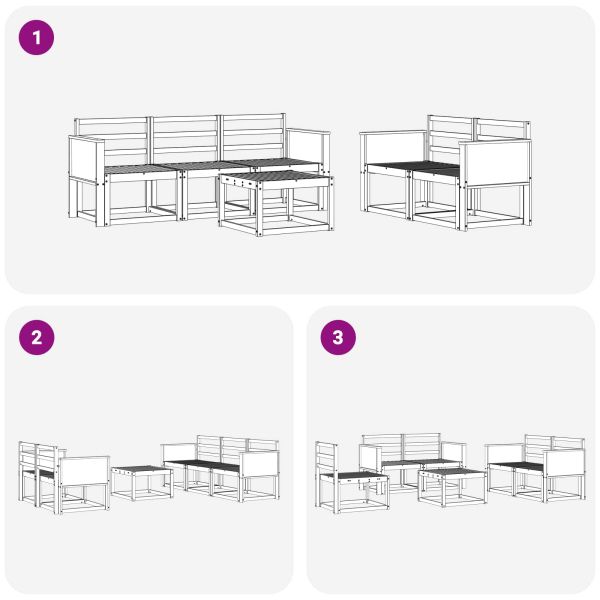 Комплект дивани за открито 6 pcs Натурално