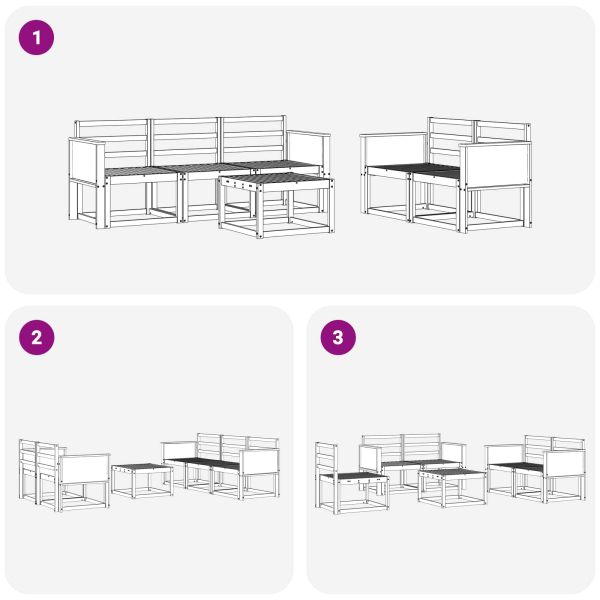 Комплект дивани за открито 6 pcs Натурално