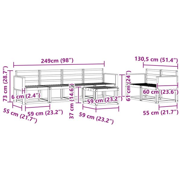 Комплект дивани за открито 6 pcs Натурално