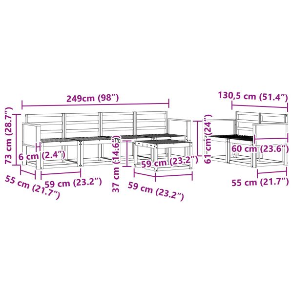 Комплект дивани за открито 6 pcs Натурално