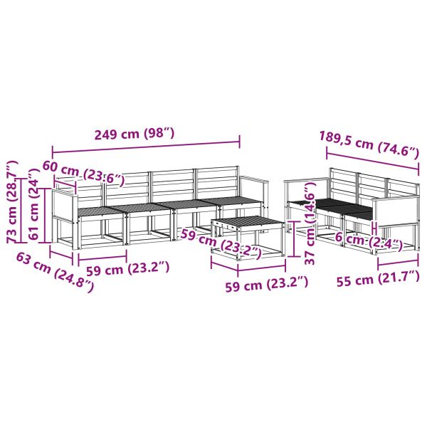 Комплект дивани за открито 7 pcs Натурално