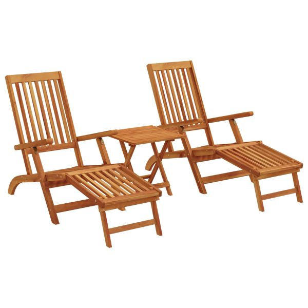 Сгъваем и reclining шезлонг 2 pcs Натурално