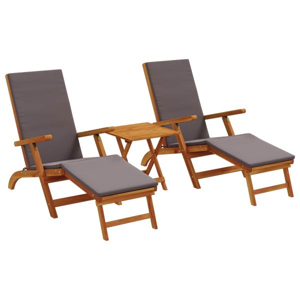 Сгъваем и reclining шезлонг 3 pcs Тъмносиво