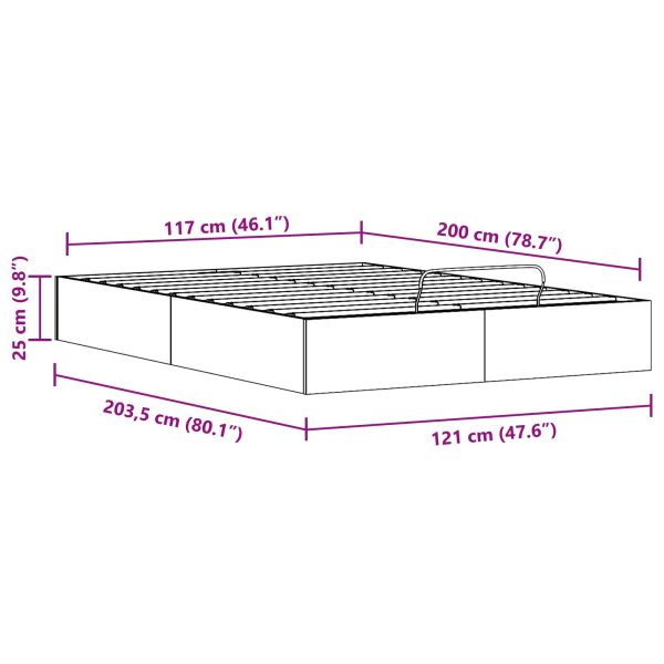 Отоман легло рамка с хранилище Бял 120 x 200 cm