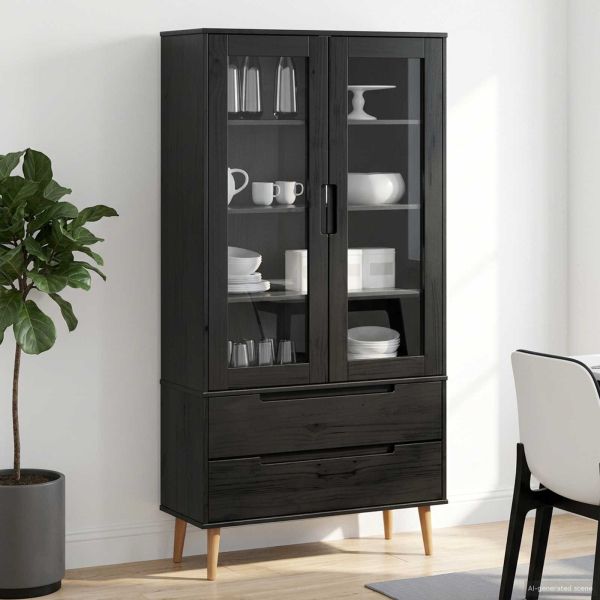 Стъклена витрина MOLDE 90 x 35 x 175 см Черно