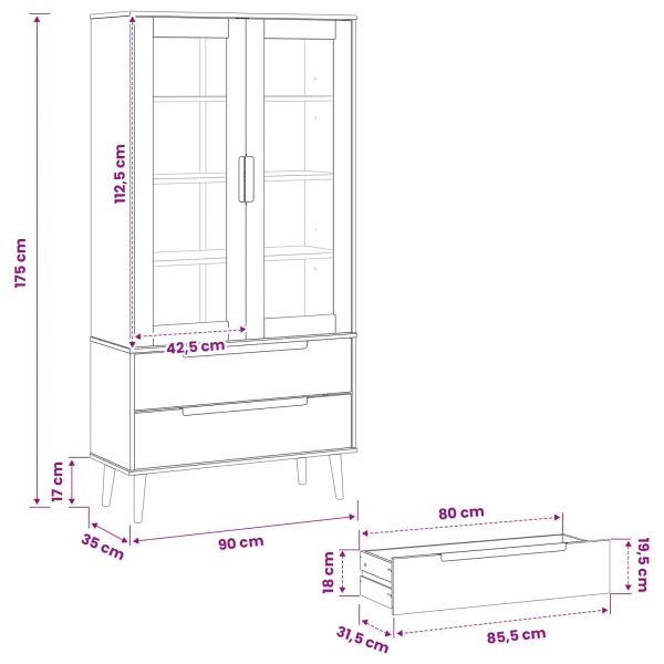 Стъклена витрина MOLDE 90 x 35 x 175 см Черно