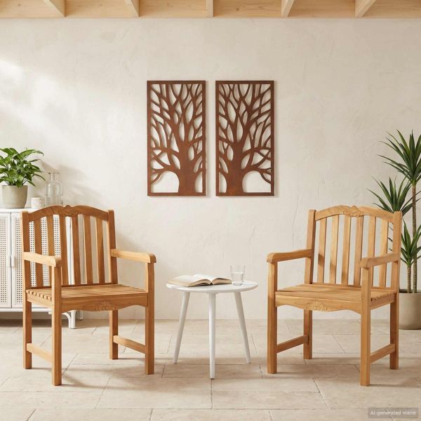 Градински стол 2 pcs Натурално 58 x 60 x 93 см