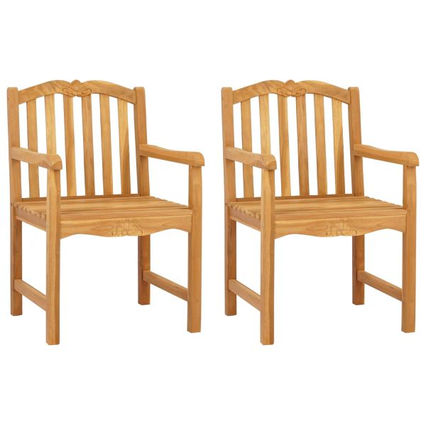 Градински стол 2 pcs Натурално 58 x 60 x 93 см