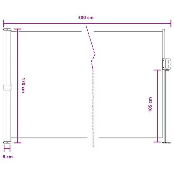 Сгъваема странична перголка Сиво 300 x 170 cm Полиестер