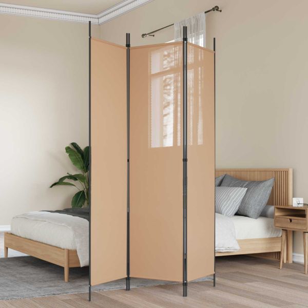 3-панелен параван Бежово 150 x 200 cm Текстил