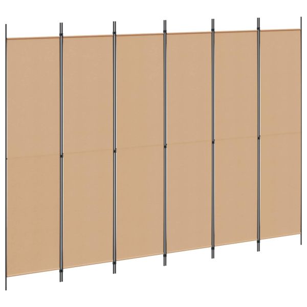 Делител за стая с 6 панела Бежово 300 x 220 cm Текстил