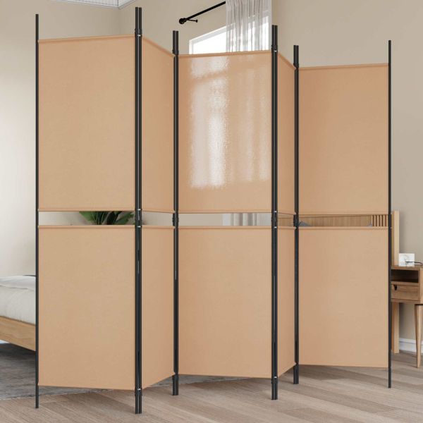 5- панелен разделител за стая Бежово 250 x 180 cm Текстил