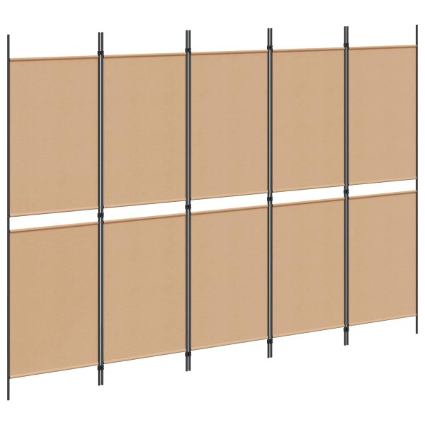5- панелен разделител за стая Бежово 250 x 180 cm Текстил