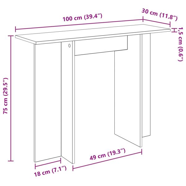 Конзолна маса Сива сонома 100 x 30 x 75 см Инженерна дървесина