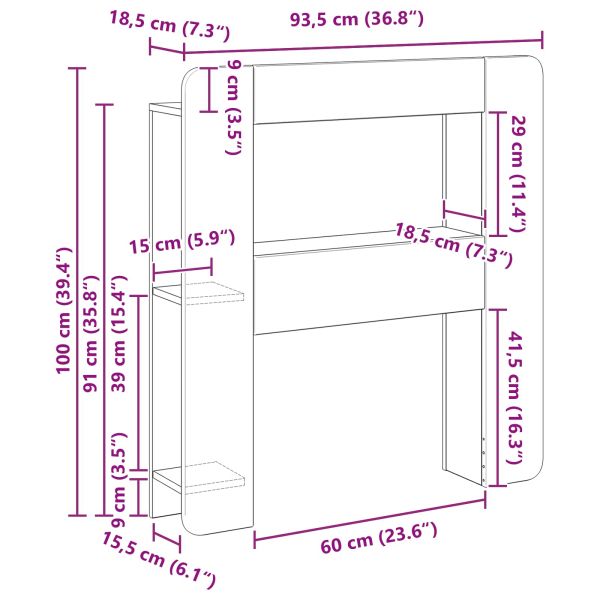 Табла за легло Опушен дъб Инженерен дървен материал