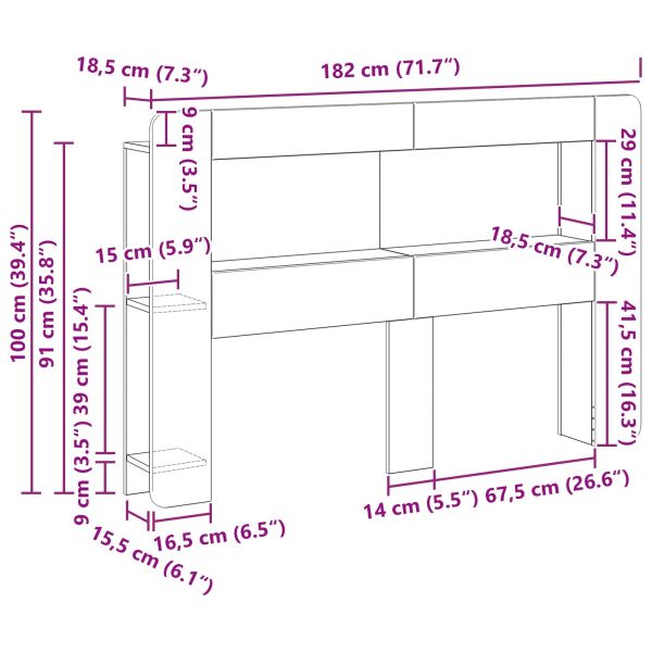 Табла за легло Опушен дъб Инженерен дървен материал