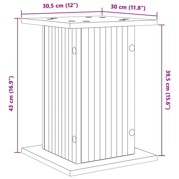 Стойка за растения Бяло 30,5 x 30 x 43 см Инженерна дървесина