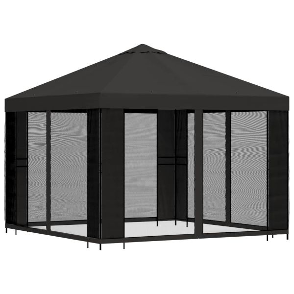 Градинска беседка със стени 3 x 3 m Антрацит