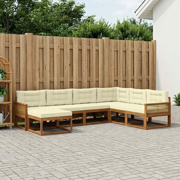 Комплект дивани за открито 8 pcs Натурален и Крема