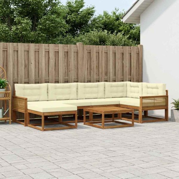 Комплект дивани за открито 7 pcs Натурален и Крема