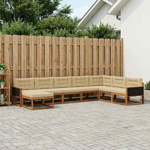 Комплект дивани за открито 8 pcs Натурален и Бежов
