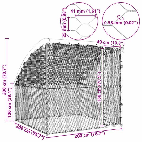 Клетка за пилета Сребристо 2 x 2 x 2 m Поцинкована стомана