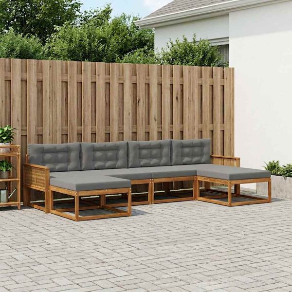 Комплект дивани за открито 6 pcs Натурален и Антрацит
