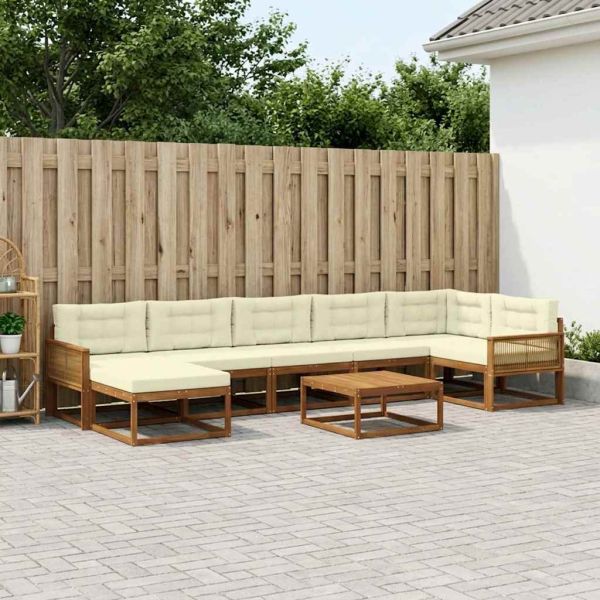 Комплект дивани за открито 8 pcs Натурален и Крема
