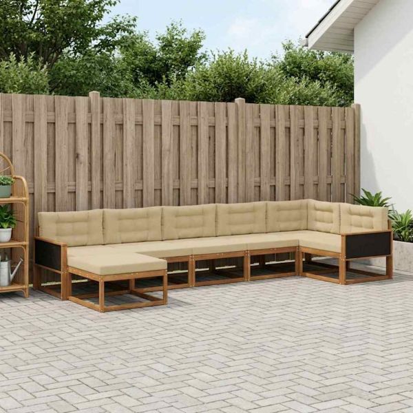 Комплект дивани за открито 7 pcs Натурален и Бежов