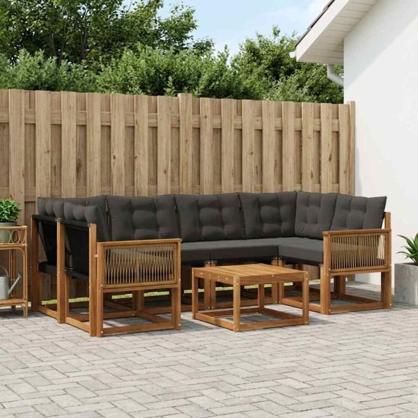 Комплект дивани за открито 7 pcs Естествено и черно