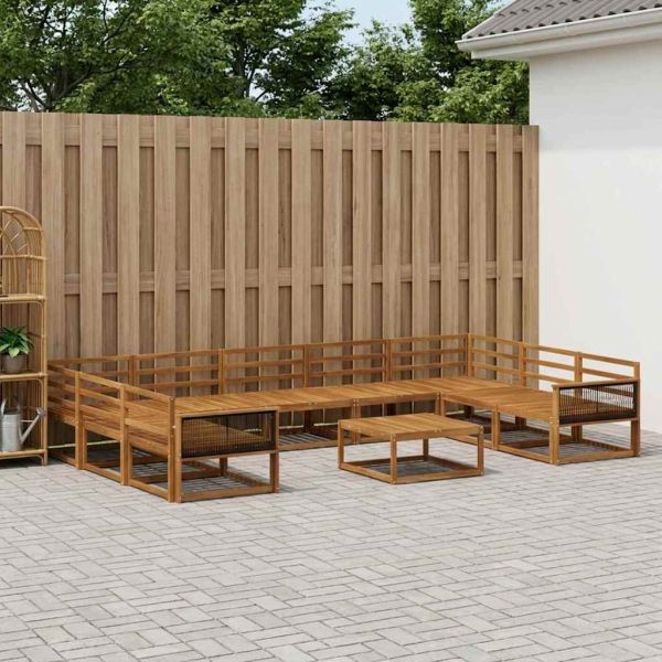 Комплект дивани за открито 10 pcs Натурално