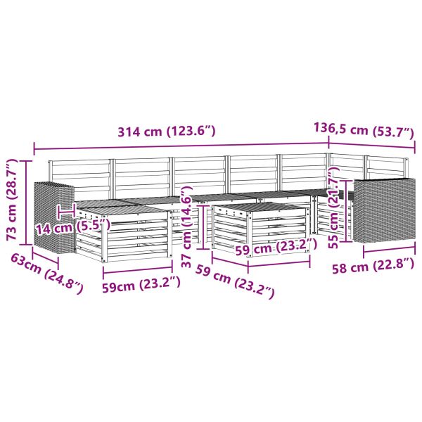 Комплект дивани за открито 8 pcs Натурално
