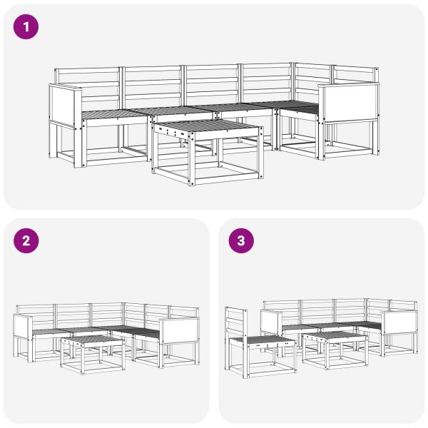 Комплект дивани за открито 6 pcs Натурално