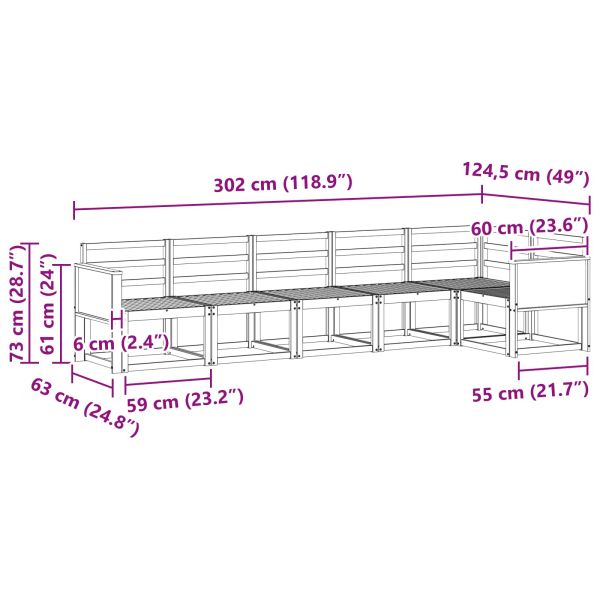 Комплект дивани за открито 6 pcs Натурално