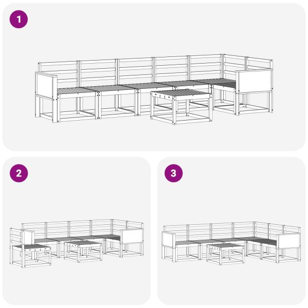 Комплект дивани за открито 7 pcs Натурално